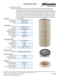 Round 13.8in x 26in Open/Open Dust Collector Cartridge, FR Treated 80/20 Blended Paper w/ Nanofiber and 2 Straps