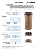 Round 12.8in x 26in Open/Open Dust Collector Cartridge, 80/20 Blended Paper and Outer Metal Screen