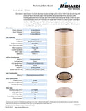 Round 12.8in x 26in Open/Closed w/Bolt Hole Dust Collector Cartridge, FR Treated 80/20 Blended Paper w/ Nanofiber, Wide Pleat and 2 Straps