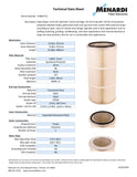 Round 13.8in x 26in Open/Open Dust Collector Cartridge, Spunbond Polyester