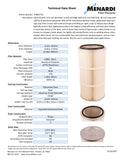 Round 12.8in x 26in Open/Closed w/Bolt Hole Dust Collector Cartridge, Spunbond Polyester w/ PTFE Membrane